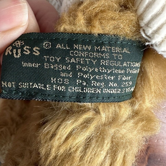 Vintage Russ Berrie & Co 'Franklin' Plush Patriotic 11" Teddy Bear Overalls - Picture 7 of 7